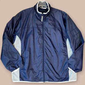 Wilson Lightweight Golf Winbreaker Rain Jacket Zip Up Size XL Navy White Lined
